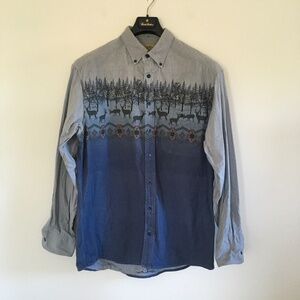 Cabela's Deerskin Soft Chamois Aztec Southwestern Deer Button Down Shirt L Tall